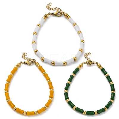 304 Stainless Steel Beaded Bracelets for Women BJEW-M056-06G-1