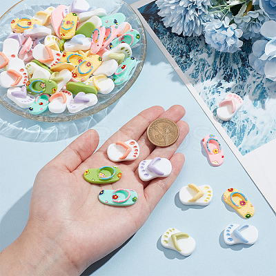 60Pcs 10 Styles Opaque Resin Decoden Cabochons RESI-NB0002-08-1