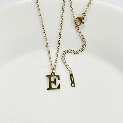 304 Stainless Steel Letter Pendant Necklaces NJEW-WH0027-26E-G-1