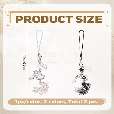 2Pcs 2 Colors Goldfish & Star Resin & Alloy Mobile Straps AJEW-LP0004-39-1