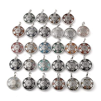 Natural & Synthetic Mixed Gemstone Pendants G-P498-04P-1