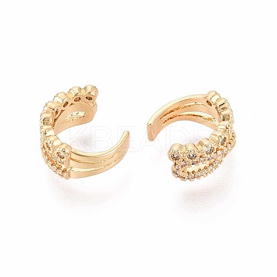 Brass Micro Pave Clear Cubic Zirconia Cuff Earrings EJEW-T047-80G-1