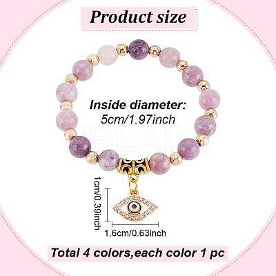 4Pcs 4 Style Natural & Synthetic Mixed Gemstone Beaded Stretch Bracelets Set BJEW-AN0001-64-1