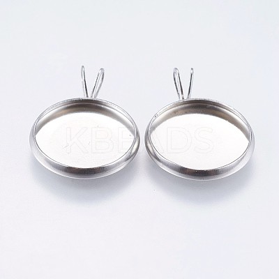 Tarnish Resistant 304 Stainless Steel Pendant Cabochon Settings STAS-I069-37-14MM-1