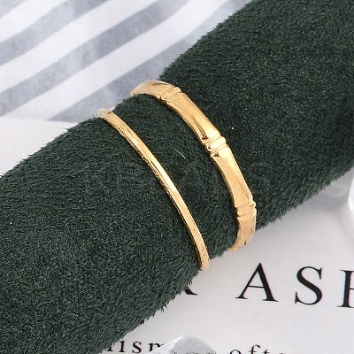 304 Stainless Steel Open Cuff Rings for Women RJEW-A056-01G-1