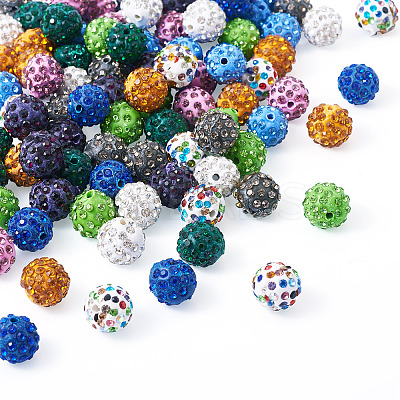 100Pcs 10 Colors Handmade Polymer Clay Rhinestone Beads RB-TA0001-19-1