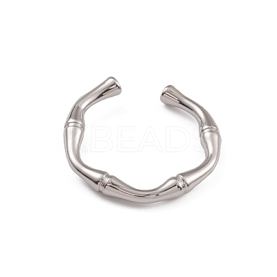 Non-Tarnish 304 Stainless Steel Bamboo Joint Open Cuff Rings for Women RJEW-G285-09P-1