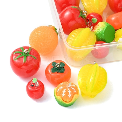 24Pcs 6 Styles Opaque Resin Pendants RESI-FS0001-48-1
