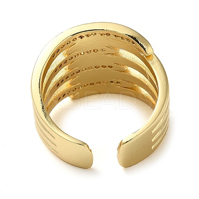 Brass Micro Pave Cubic Zirconia Open Cuff Ring RJEW-Q805-01G-1