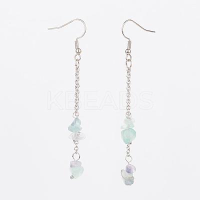Natural Gemstone Chip Dangle Earrings EJEW-JE02417-1