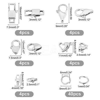 20Pcs 316 Surgical Stainless Steel Lobster Claw Clasps STAS-DC0002-29-1