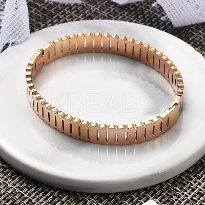 Ion Plating(IP) 304 Stainless Steel Hinged Bangles for Women BJEW-A011-18RG-1