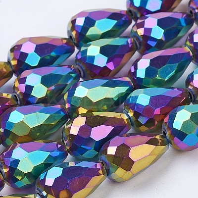 Electroplate Glass Beads Strands X-EGLA-D017-15x10mm-4-1