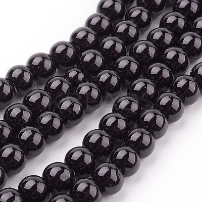 Black Glass Pearl Round Loose Beads For Jewelry Necklace Craft Making X-HY-8D-B20-1