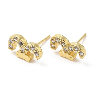 Rack Plating Brass Aries Stud Earrings with Cubic Zirconia EJEW-D061-40G-1