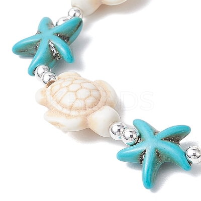Synthetic Turquoise Beaded Stretch Bracelets for Men Women BJEW-JB11760-02-1