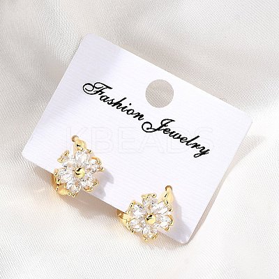 Flower Brass Hoop Earrings EJEW-S256-01C-G-1