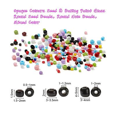 24 Style Opaque Colours Seed & Baking Paint Glass Round Seed Beads SEED-YW0001-29-1