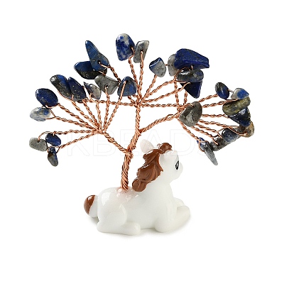 Natural Lapis Lazuli Chips Tree of Life Decorations DJEW-A017-01K-1