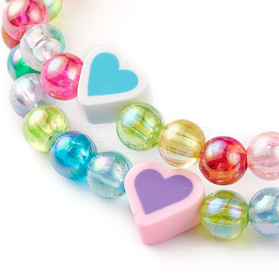 Transparent Acrylic Beaded Stretch Kids Bracelets BJEW-JB06316-1