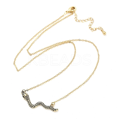 Brass Pave Black Cubic Zirconia Snake Pendant Necklaces NJEW-D320-02ASG-1