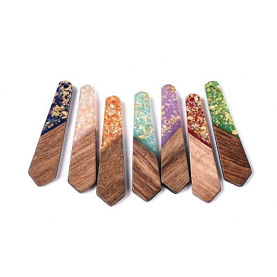 Opaque Resin and Walnut Wood Pendants RESI-T060-08A-1