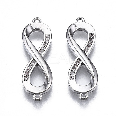 Brass Micro Pave Clear Cubic Zirconia Link Connectors ZIRC-S069-038P-1