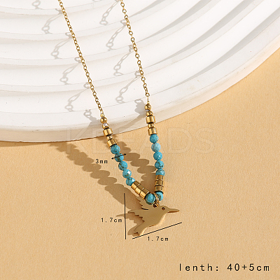Vintage Christmas 304 Stainless Steel & Synthetic Turquoise Pendant Necklaces for Women HS2328-6-1