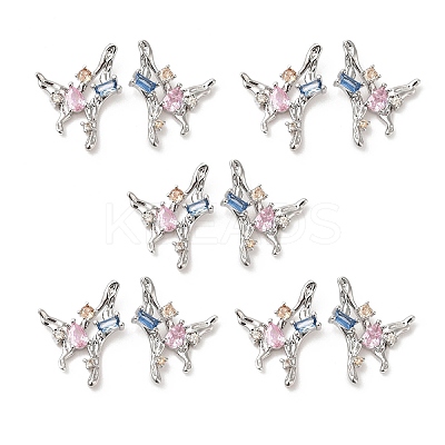 Colorful Cubic Zirconia Butterfly Stud Earrings EJEW-H092-04P-1