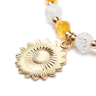 Acrylic Beaded Stretch Bracelet with Alloy Enamel Charms for Women BJEW-JB08727-1