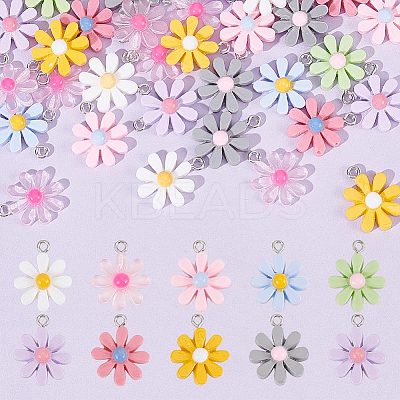 54Pcs 9 Styles Opaque & Transparent Resin Pendants RESI-AR0001-38-1