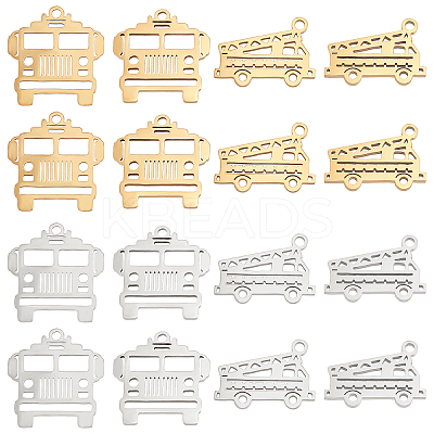 16Pcs 4 Styles 201 Stainless Steel Pendants STAS-UN0035-69-1