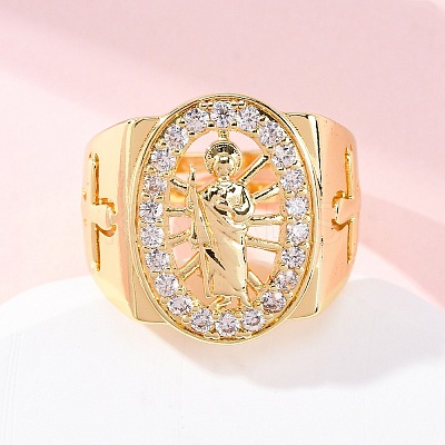 Brass Micro Pave Clear Cubic Zirconia Rings for Women RJEW-U047-30G-1