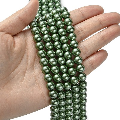 Eco-Friendly Dyed Glass Pearl Round Bead Strands HY-A002-8mm-RB074-1
