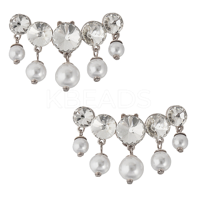 2Pcs Plasic Imitation Pearl & Rhinestone Shoe Decorations FIND-FG0002-55P-1