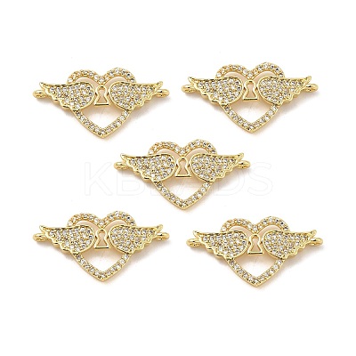 Brass Micro Pave Clear Cubic Zirconia Connector Charms KK-E068-VB344-1