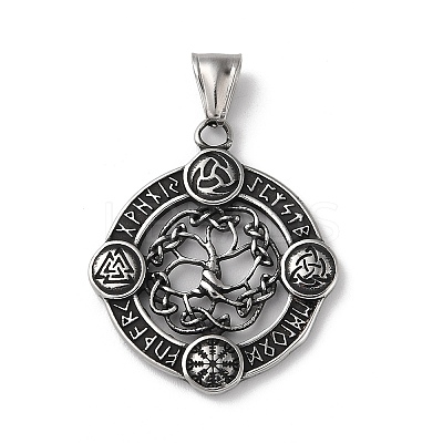 Viking Runes 304 Stainless Steel Pendants STAS-D014-17AS-1