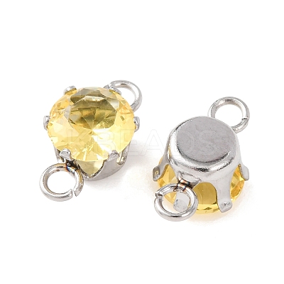 304 Stainless Steel Micro Pave Cubic Zirconia Connector Charms STAS-H240-50P-08-1