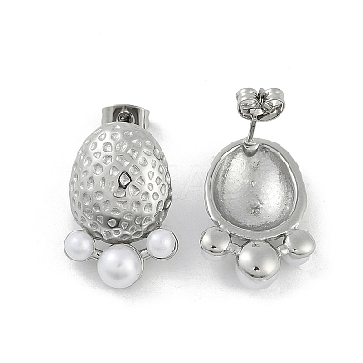 304 Stainless Steel Oval Stud Earrings EJEW-A119-04P-1