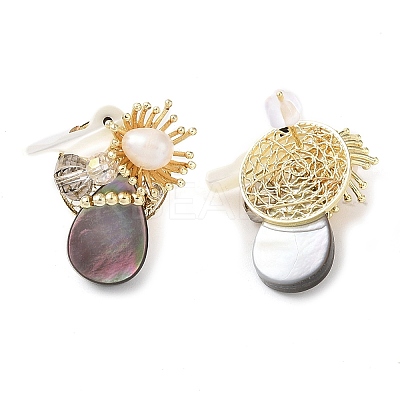 Natural Pearl Stud Earrings EJEW-L286-11G-1