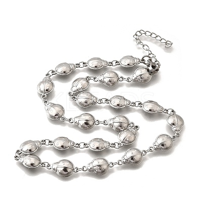 304 Stainless Steel Ladybug Link Chain Necklaces for Women Men NJEW-K249-21A-P-1