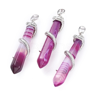 Natural Agate Big Pointed Pendants G-F696-B10-1