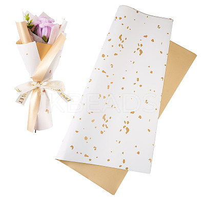 20 Sheets Plastic Gold Foil Flower Bouquets Wrapping Packaging DIY-TAC0025-13A-1