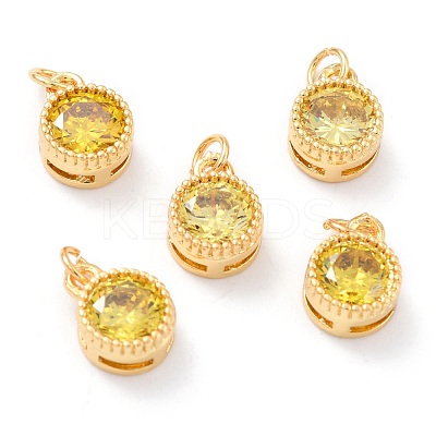 Real 18K Gold Plated Brass Inlaid Cubic Zirconia Charms ZIRC-L100-081G-02-1