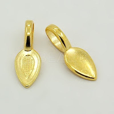 Tibetan Style Alloy Glue-on Flat Pad Bails LS-TIBEP-AB3348Y-G-1