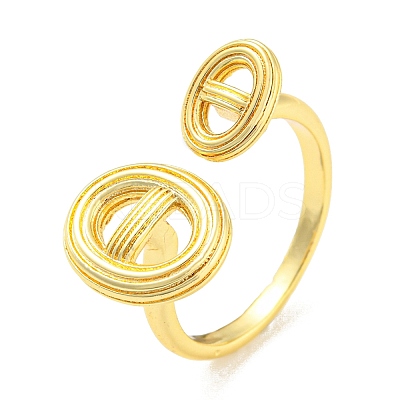Rack Plating Brass Hollow Oval Open Cuff Rings RJEW-Q784-17G-1