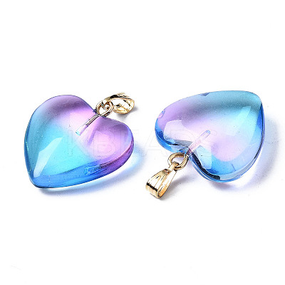 Two Tone Spray Painted Glass Pendants GLAA-N035-016-C02-1