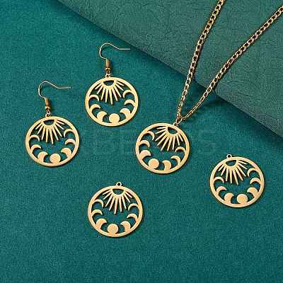 5Pcs Ion Plating(IP) 201 Stainless Steel Pendants STAS-SZ0002-07G-1
