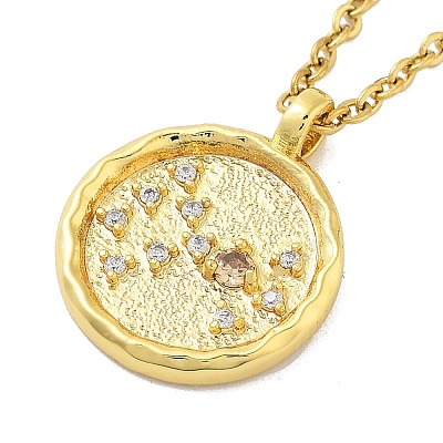 304 Stainless Steel Cubic Zirconia Constellation Flat Round Pendants LS-STAS-S145-01C-1
