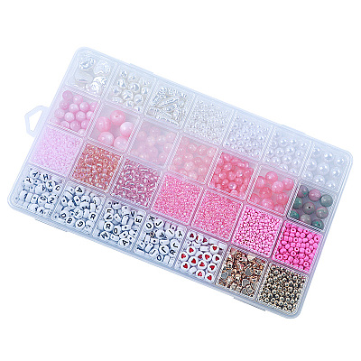 DIY 28 Style Resin & Acrylic & ABS Beads Jewelry Making Finding Kit DIY-NB0012-03G-1